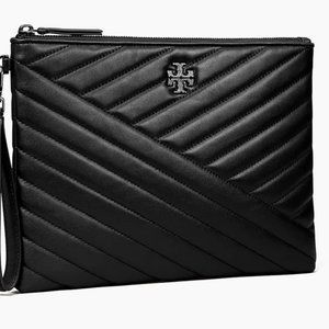 Tory Burch Kira Chevron Pavé Logo Leather Clutch $298